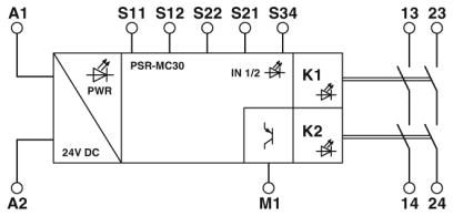 Реле безопасности-PSR-MC30-2NO-1DO-24DC-SC