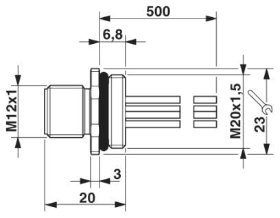 Проходная деталь-SACC-E-M12MS-5CON-M20/0,5