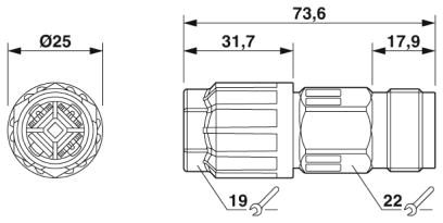 Кабельный соединитель-QPD C 2PE1,5 1X4-9 BK