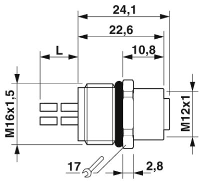 Встраиваемые разъемы-SACC-E-M12FSS-3P-M16/0,5 PE