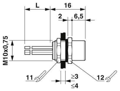Встраиваемые разъемы-SACC-E-M8FS-5CON-M10/0,5 DN
