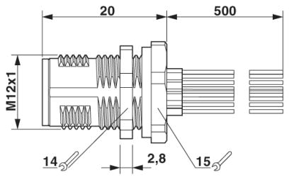 Встраиваемые разъемы-SACC-DSI-MS-17CON-M12/0,5 SCO