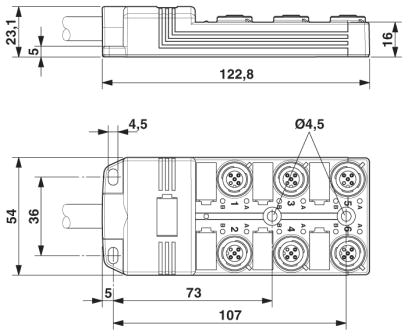 Коробка датчика и исполнительного элемента-SACB-6/ 6-10,0PUR SCO P