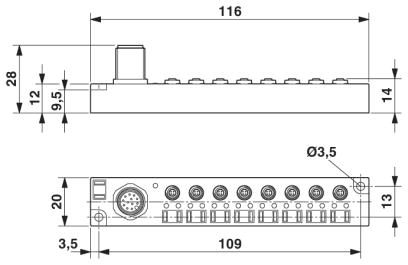 Коробка датчика и исполнительного элемента-SACB-8/ 3-L-M12 M5
