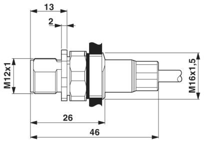Встраиваемый соединитель для шинной системы-SACCEC-M12MS-5CON-M16/ 2,0-920