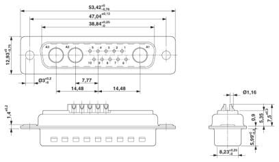Комбинированная контактная вставка D-SUB-VS-25-ST-DSUB-3P-10S