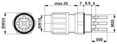 Проходная деталь-Q 1,5/4A50/24-M20KU-ESA-ASI BK