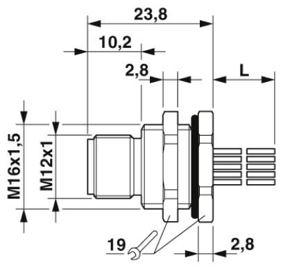Встраиваемые разъемы-SACC-DSI-M12MS-12P-M16XL/0,5