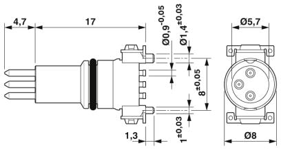 Встраиваемые разъемы-SACC-CIP-M8MS-3P SMD R32