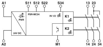 Реле безопасности-PSR-MC34-3NO-1DO-24DC-SP