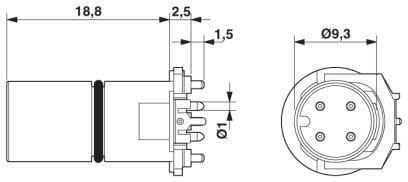 Встраиваемые разъемы-SACC-CI-M12MS-4CON-L180 THR SH