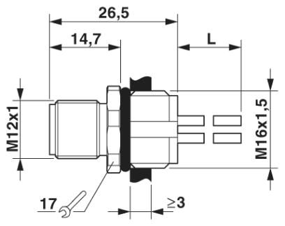 Встраиваемые разъемы-SACC-E-M12MST-4CON-M16/0,5