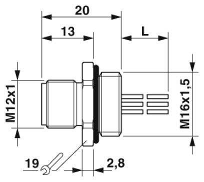 Встраиваемые разъемы-SACC-E-M12MSB-5P-M16XL/0,5
