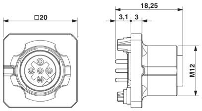 Встраиваемые разъемы-SACC-SQ-M12FSB-5CON-20-L180