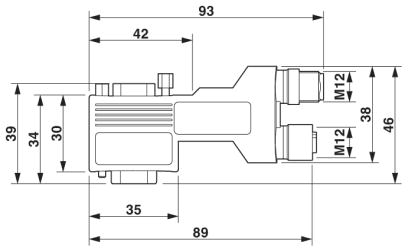 Шинный штекер D-SUB-SUBCON-PLUS-PROFIB/90X/PG/M12
