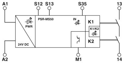 Реле безопасности-PSR-MS50-1NO-1DO-24DC-SC