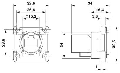 Комплект монтажной рамы-VS-08-A-RJ45/MOD-1-IP67-SET-BU