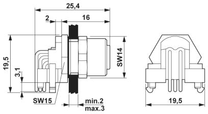 Встраиваемые разъемы-SACC-DSIV-M12FS-5CON-L 90 SH