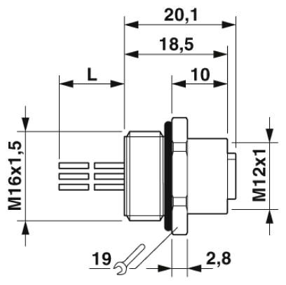 Встраиваемые разъемы-SACC-E-M12FSB-5P-M16XL/0,5
