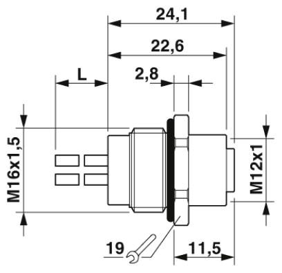 Встраиваемые разъемы-SACC-E-M12FST-4P-M16XL/0,5