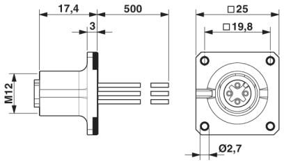 Встраиваемые разъемы-SACC-SQ-M12FS-5CON-25F/0,5