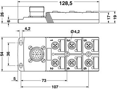 Коробка датчика и исполнительного элемента-SACB-6/ 6-L-M23