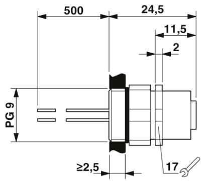 Проходная деталь-SACC-EC-M12FS-4CON-PG9/0,5