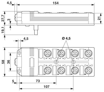 Коробка датчика и исполнительного элемента-SACB-8/8-L-PUR SCO FLK14/MCV3P
