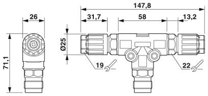 Т-распределитель-QPD T 2PE1,5 2X4-9 BK