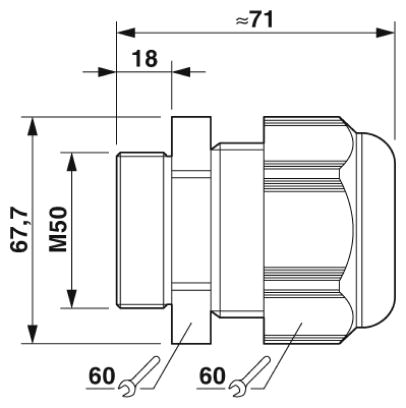 Кабельный ввод-G-INS-M50-L68L-PNES-GY