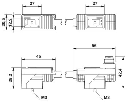 Адаптер двойного разъема клапана-SAC-MS/0,2-116/2XBI-1L-Z SCO