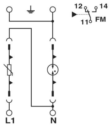Разрядник для защиты от импульсных перенапряжений, тип 2-VAL-MS 230/1+1-FM