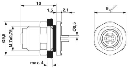 Встраиваемые разъемы-SACC-DSI-M5FS-4CON-L180