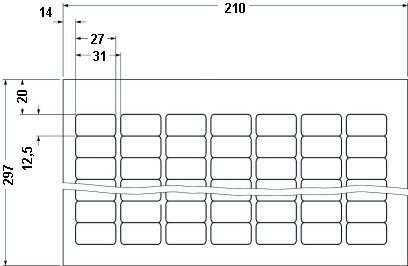 Этикетки в листах DIN-A4-BMKL 27X12,5 SR