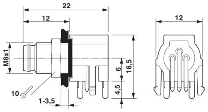 Встраиваемые разъемы-SACC-DSIV-M 8MS-3CON-L 90