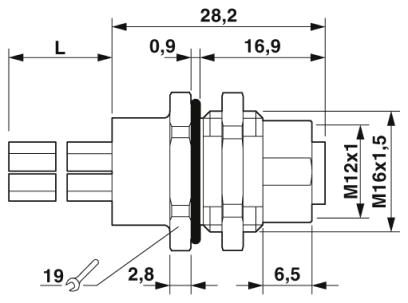 Встраиваемые разъемы-SACC-DSI-M12FSM-5PE-M16XL/0,2