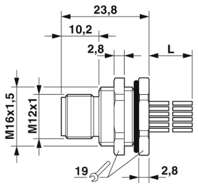 Встраиваемые разъемы-SACC-DSI-M12MS-17P-M16XL/0,5