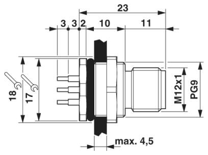 Встраиваемые разъемы-SACC-DSI-M12MS-5CON-L180 VA