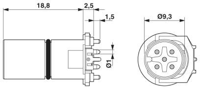 Встраиваемые разъемы-SACC-CI-M12MS-5CON-L180-THR SH