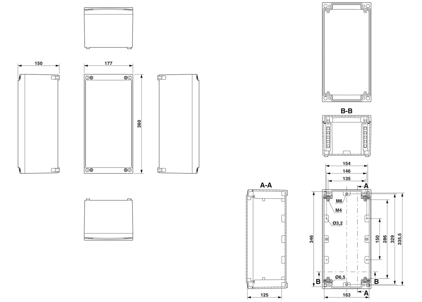 Клеммная коробка-D PX A 360X177X145