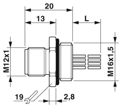 Встраиваемые разъемы-SACC-E-M12MS-8P-M16XL/0,5