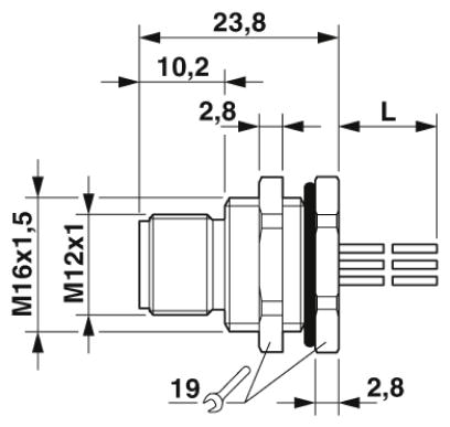 Встраиваемые разъемы-SACC-DSI-M12MSB-5P-M16XL/0,5