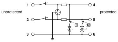 Устройство защиты от перенапряжений-TTC-6P-2X1-M-EX-24DC-UT-I