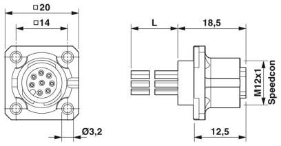 Встраиваемые разъемы-SACC-SQ-M12FS-8CON-20/0,5