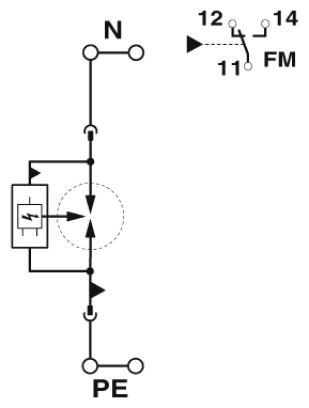Молниезащитный разрядник, тип 1-FLT-SEC-P-T1-N/PE-440/100-FM
