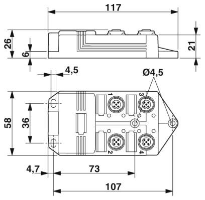 Коробка датчика и исполнительного элемента-SACB-4/ 8-L-5,0PUR SCO