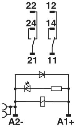 Релейный модуль-RIF-4-RSC-LDP-24DC/2X21