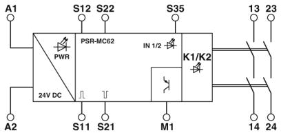Реле безопасности-PSR-MC62-2NO-1DO-24DC-SC