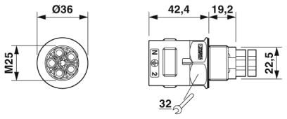 Проходная деталь-QPD W 4PE6,0 M25 0,5 GY