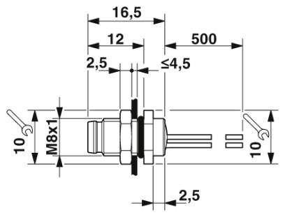 Встраиваемые разъемы-SACC-DSI-M 8MS-3CON-M 8/0,5